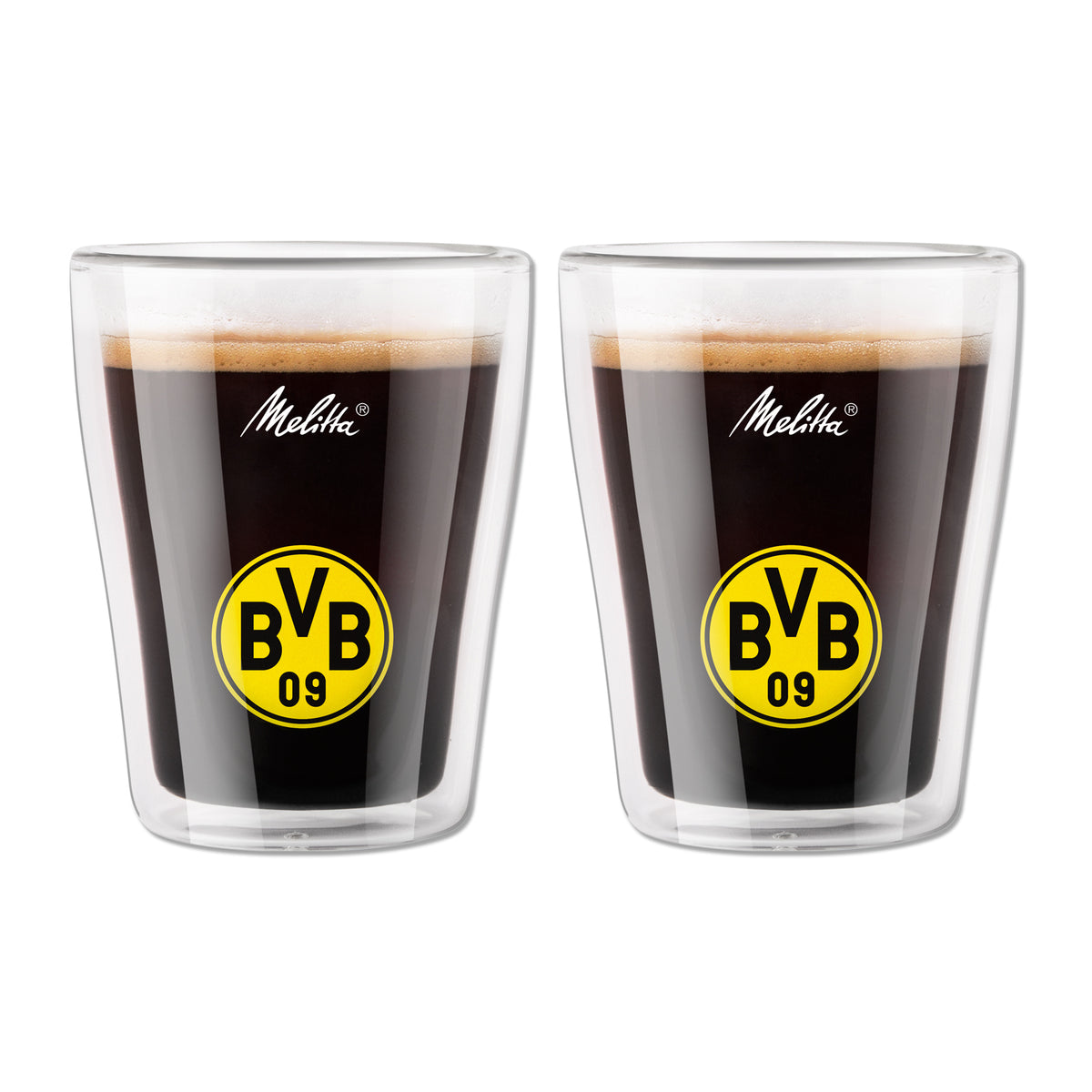 Kaffe-Gläser doppelwandig Set mit BVB Logo