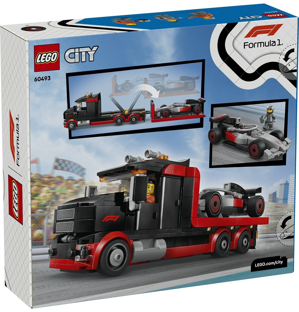 City F1 Truck mit Audi F1 Rennwagen