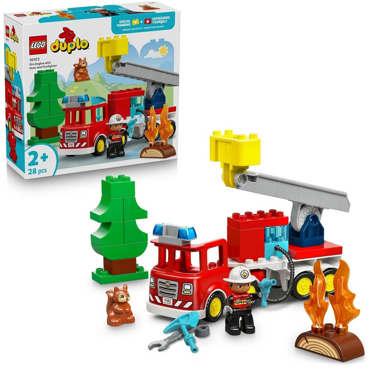 Duplo Löschauto mit Schlauch und Feuerwehrmann