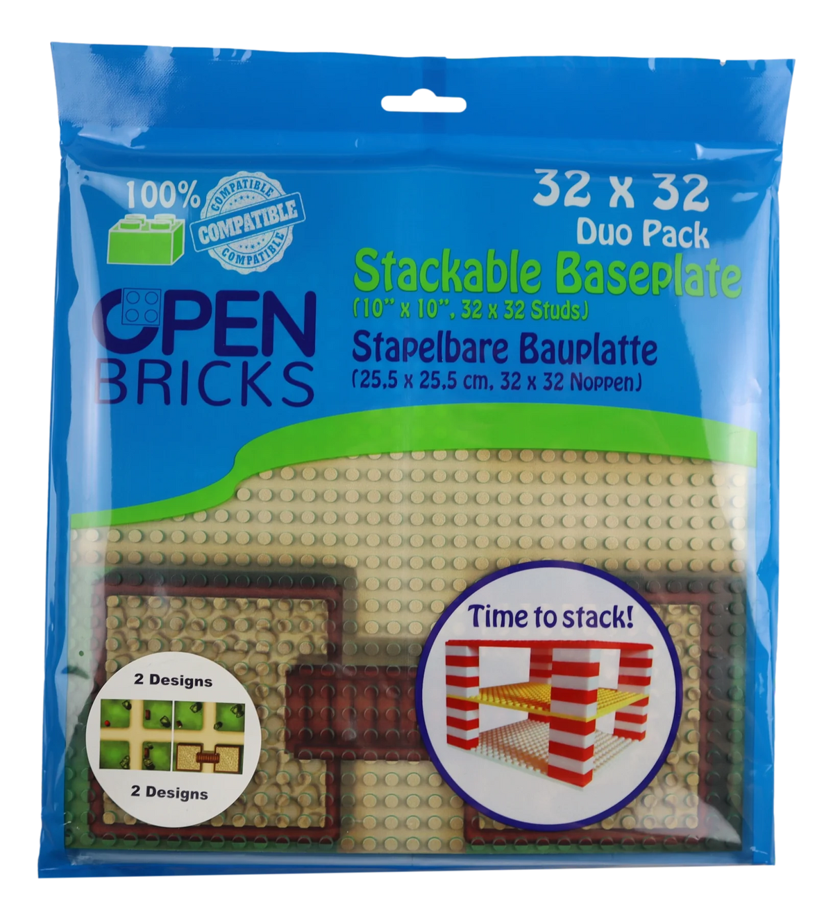 OpenBricks Baseplate 32x32 farm crossing
