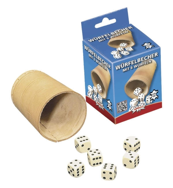 Würfelbecher, 6 Würfel