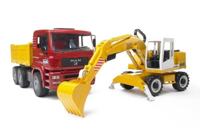MAN TGA Kipp-LKW und Liebherr Schaufelbagger