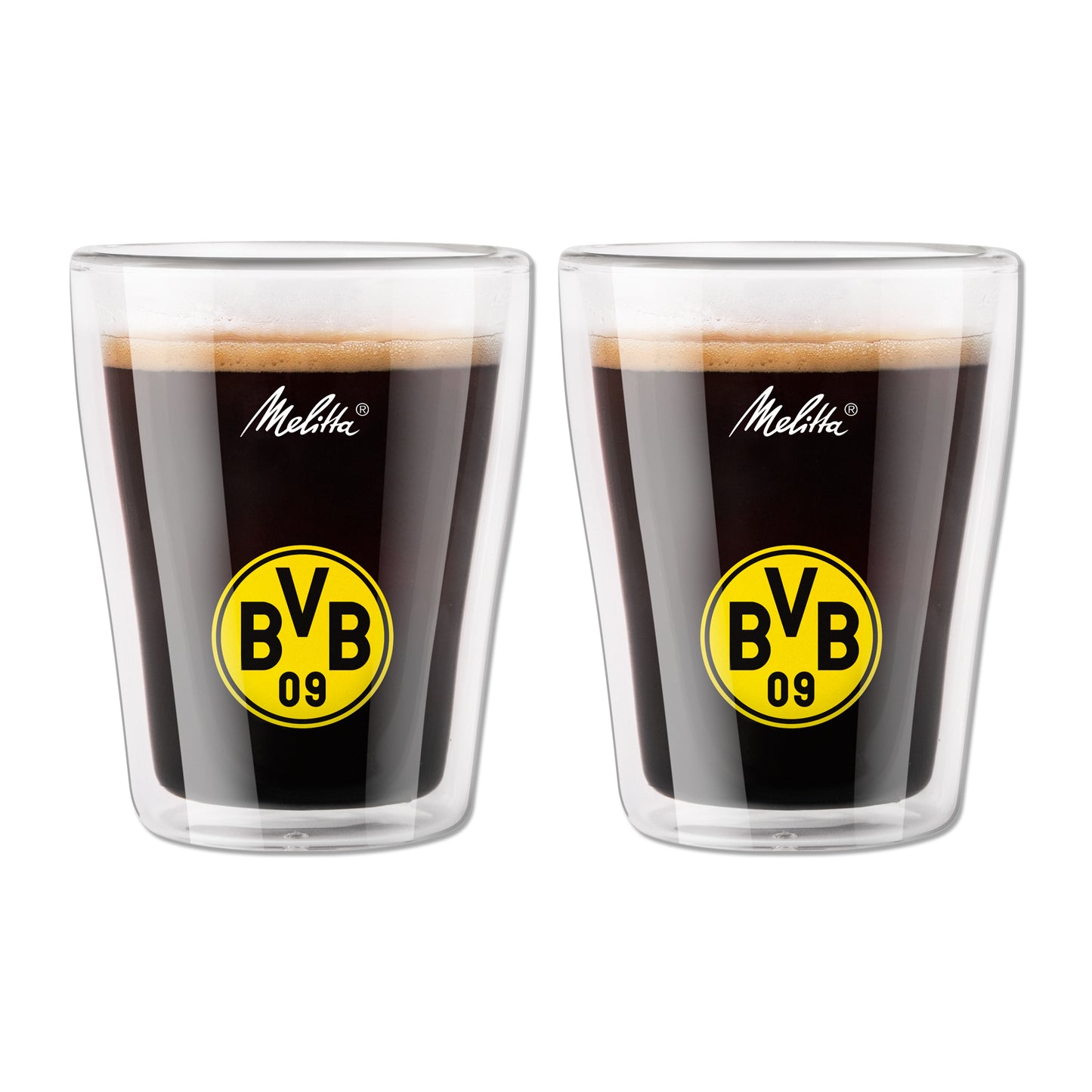 Kaffe-Gläser doppelwandig Set mit BVB Logo