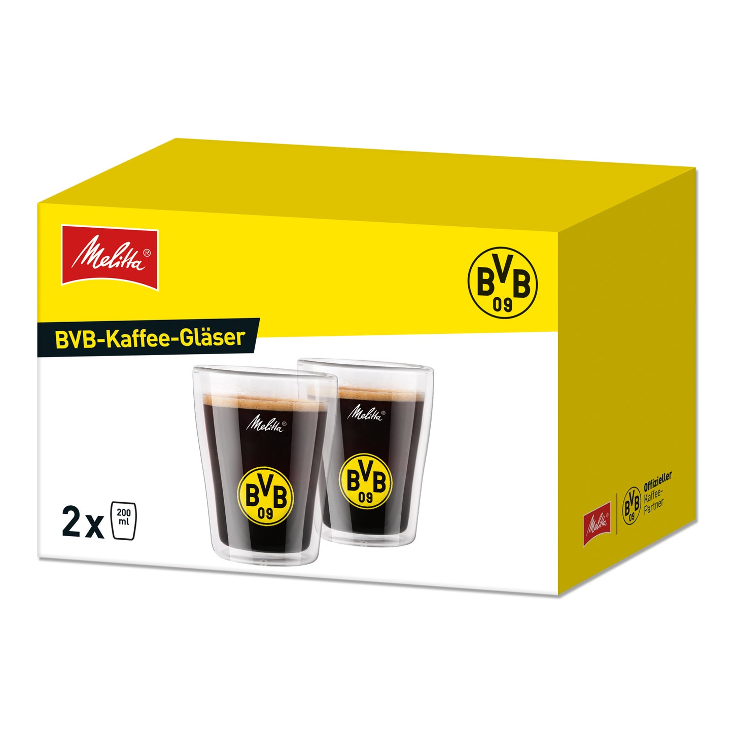 Kaffe-Gläser doppelwandig Set mit BVB Logo
