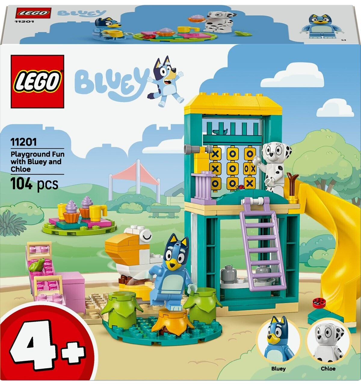 BLU Bluey und Chloe auf dem Spielplatz