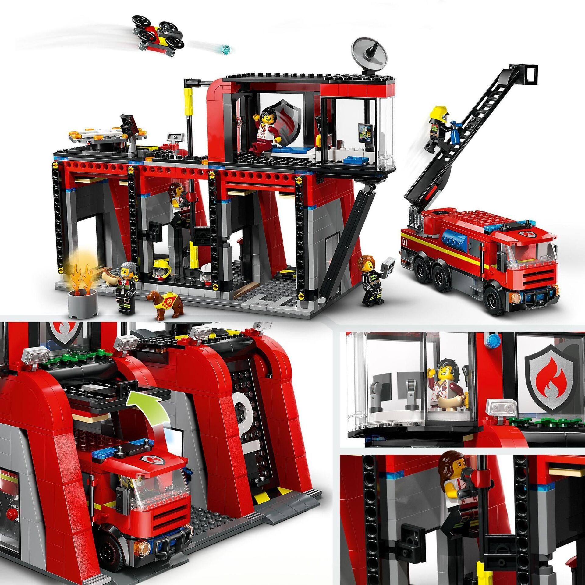 City Feuerwehrstation mit Drehleiterfahrzeug
