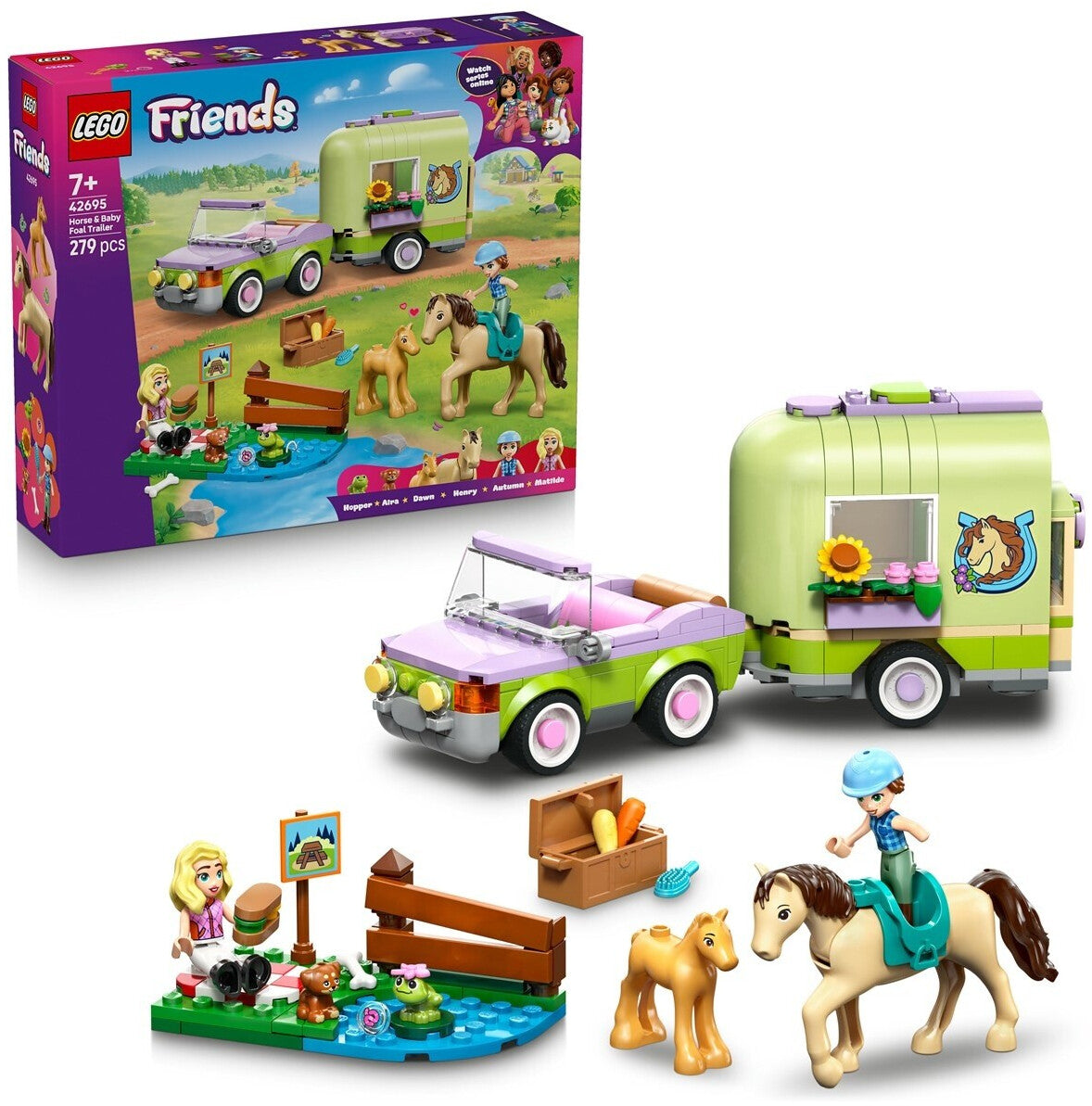 Friends Pferd und Fohlen mit Pferdeanhänger