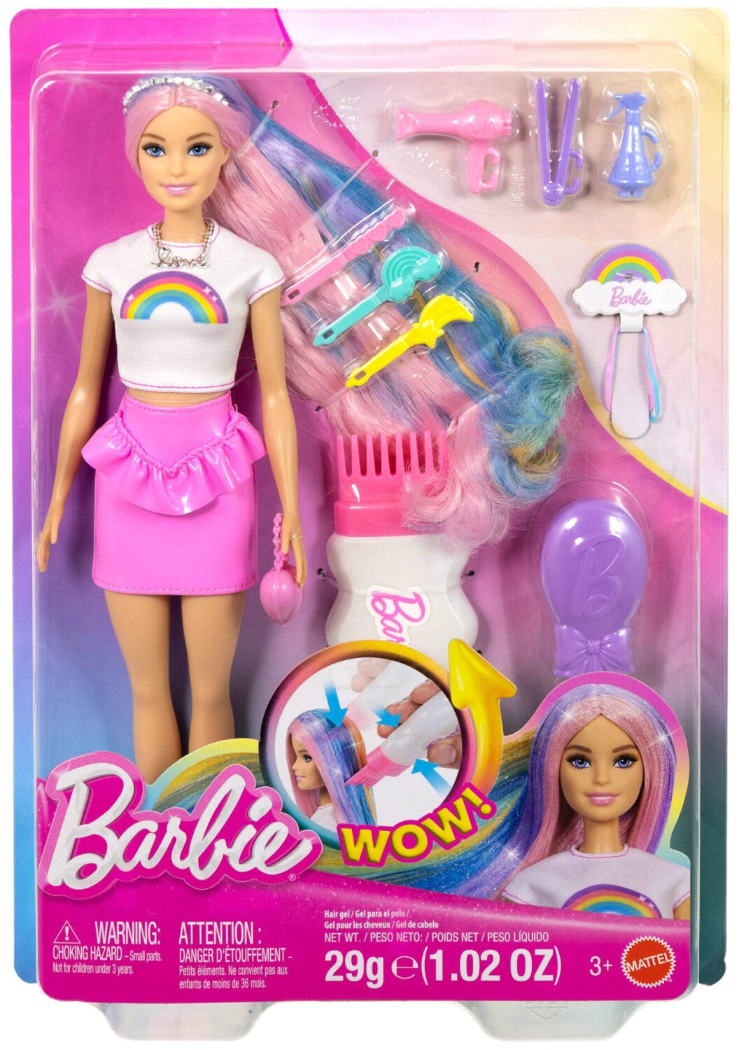 BRB Haarspiel Puppe Regenbogen Glitzer