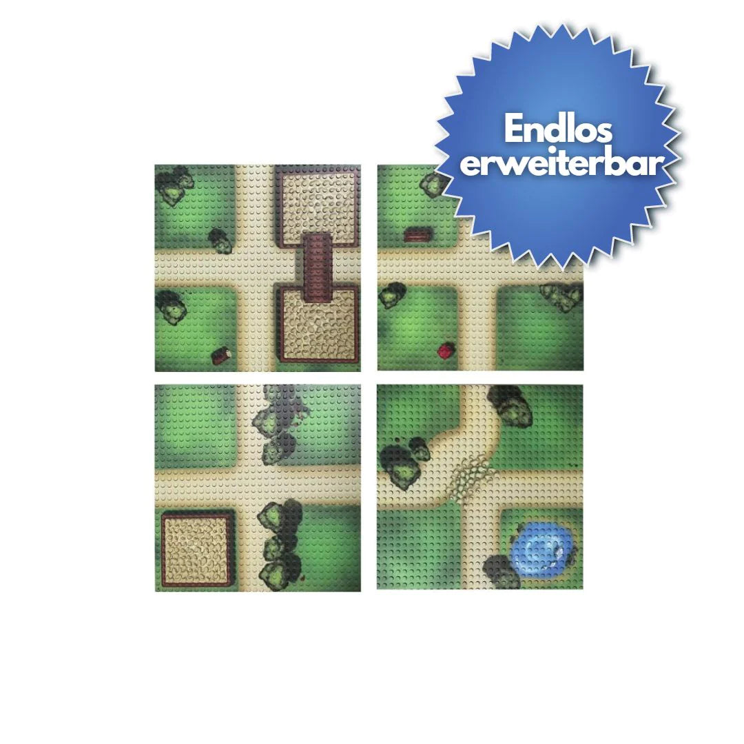 OpenBricks Baseplate 32x32 farm crossing