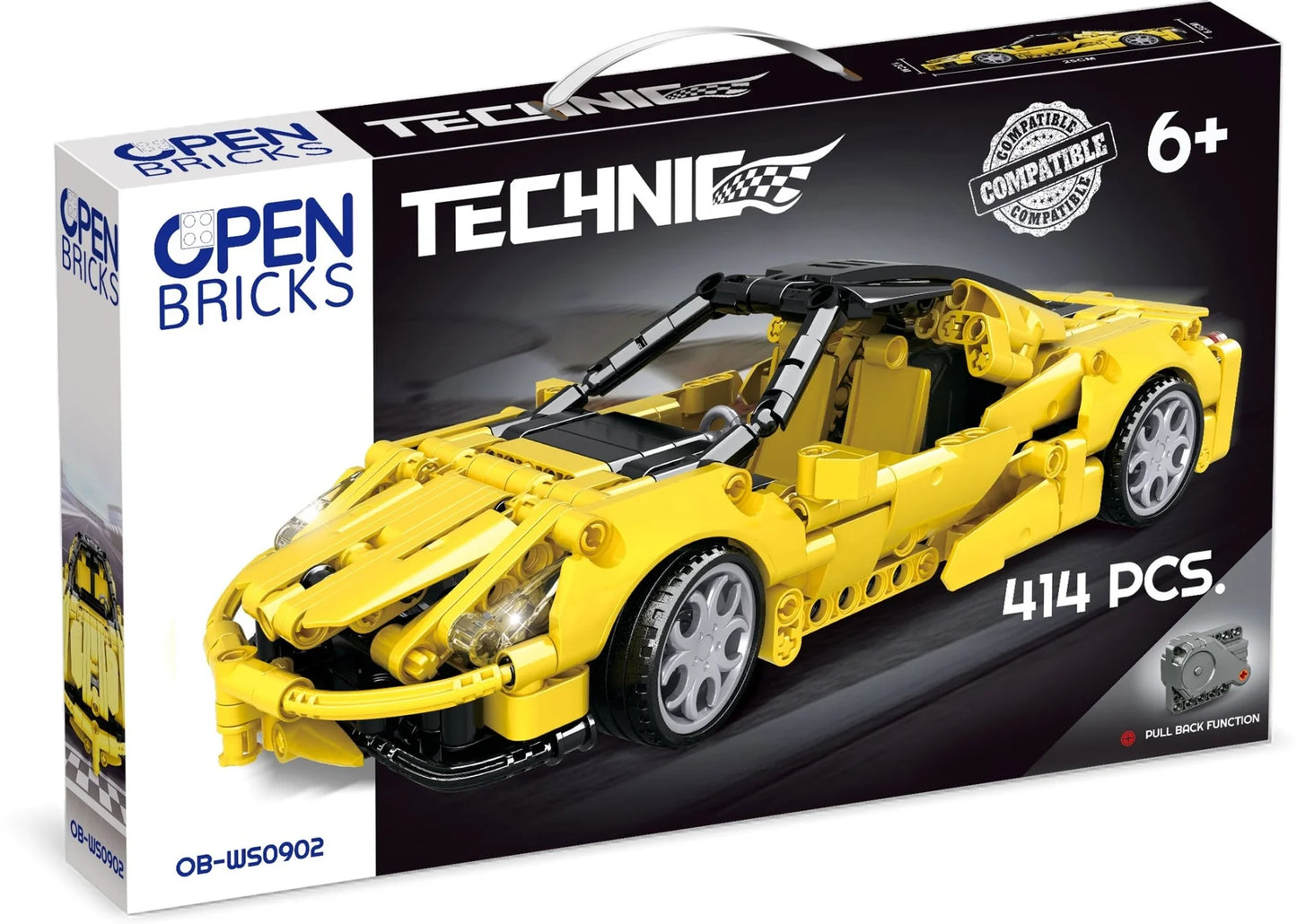 Open Bricks Sports Car Yellow