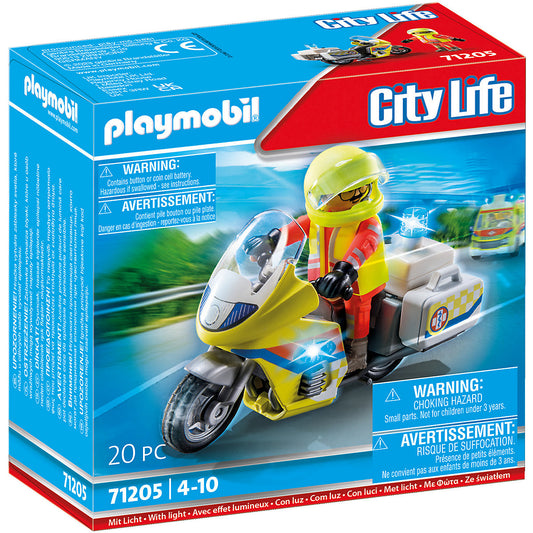 Notarzt-Motorrad mit Blinklicht