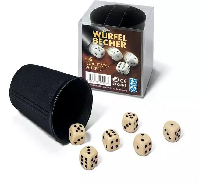 Würfelbecher + 6 Würfel