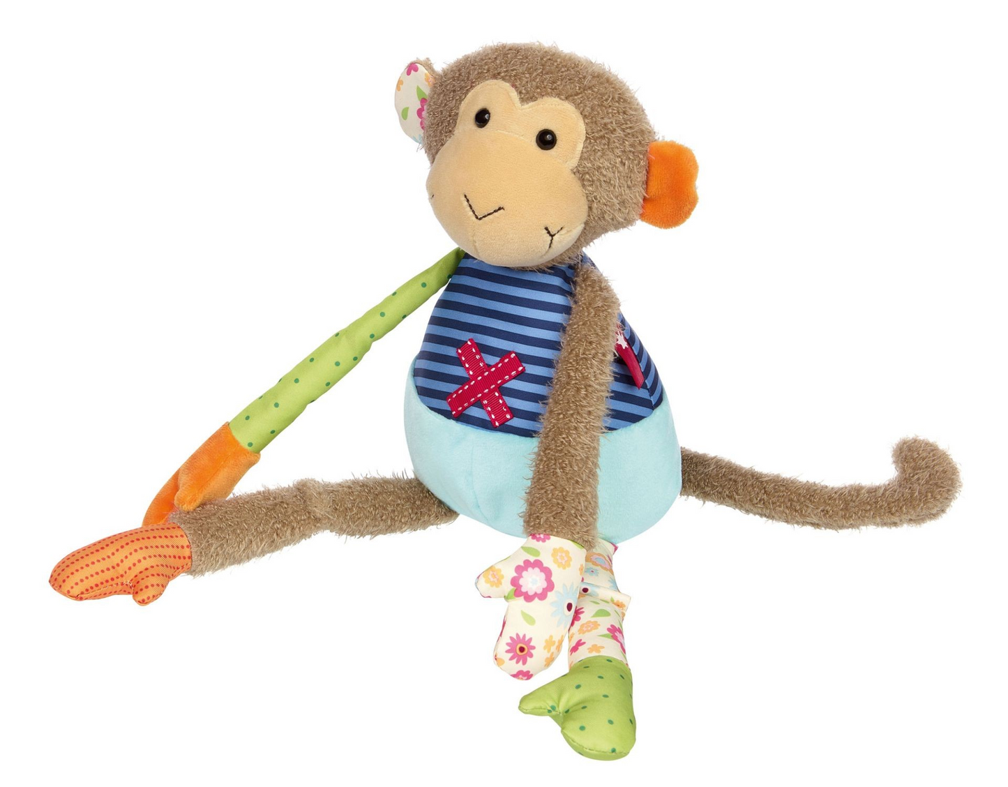 Kuscheltier Affe Patchwork Welt