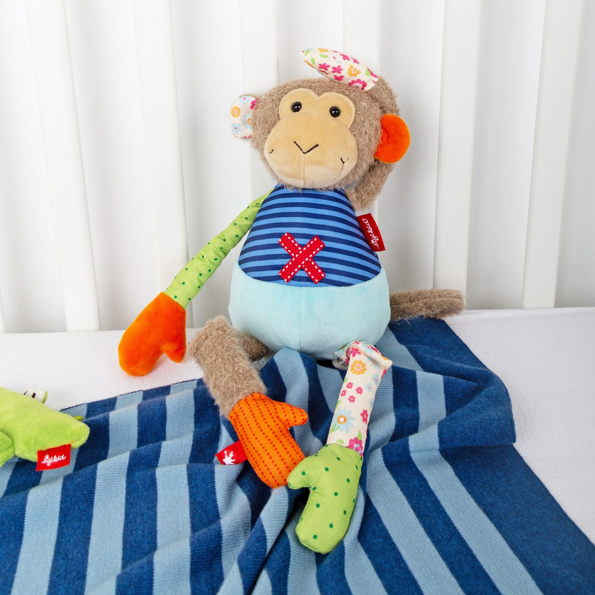 Kuscheltier Affe Patchwork Welt