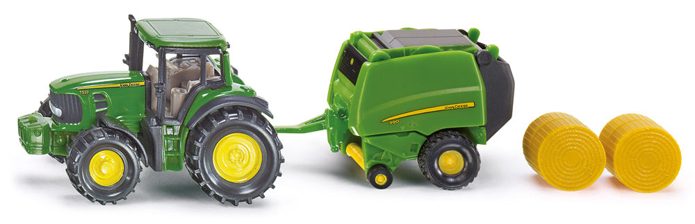 John Deere Traktor mit Ballenpresse
