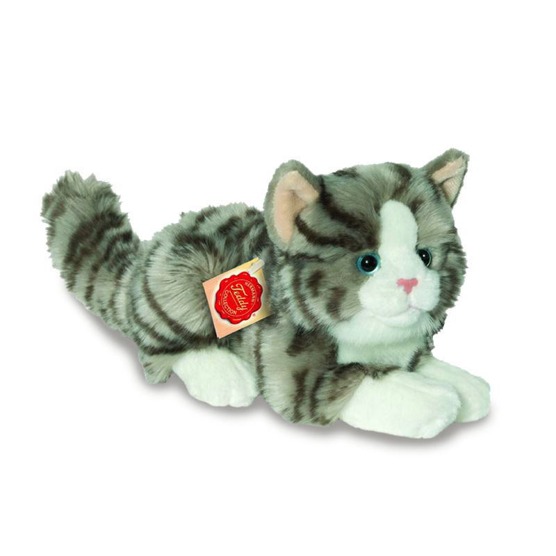 Katze liegend grau 20cm