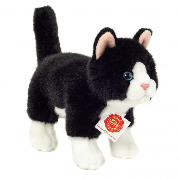 Katze stehend schwarz/weiß 20cm