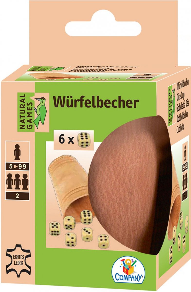 NG Lederwürfelbecher m. 6 Würfeln