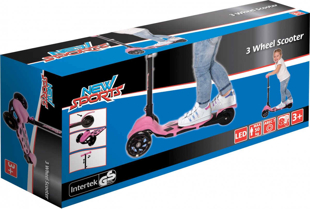 NSP 3-Wheel Scooter rosa chrom