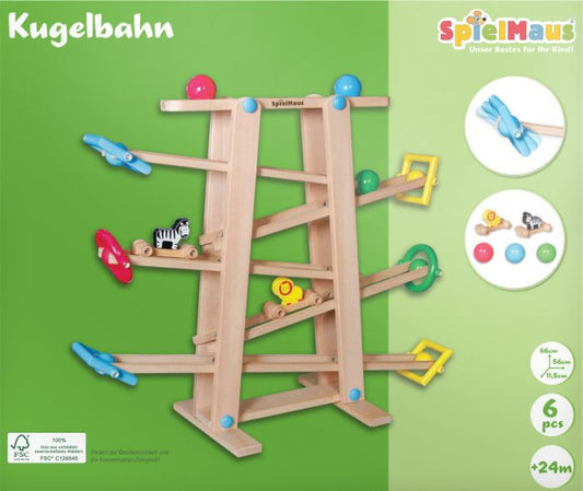 SMH Holz Kugelbahn mit Rollelementen chrom